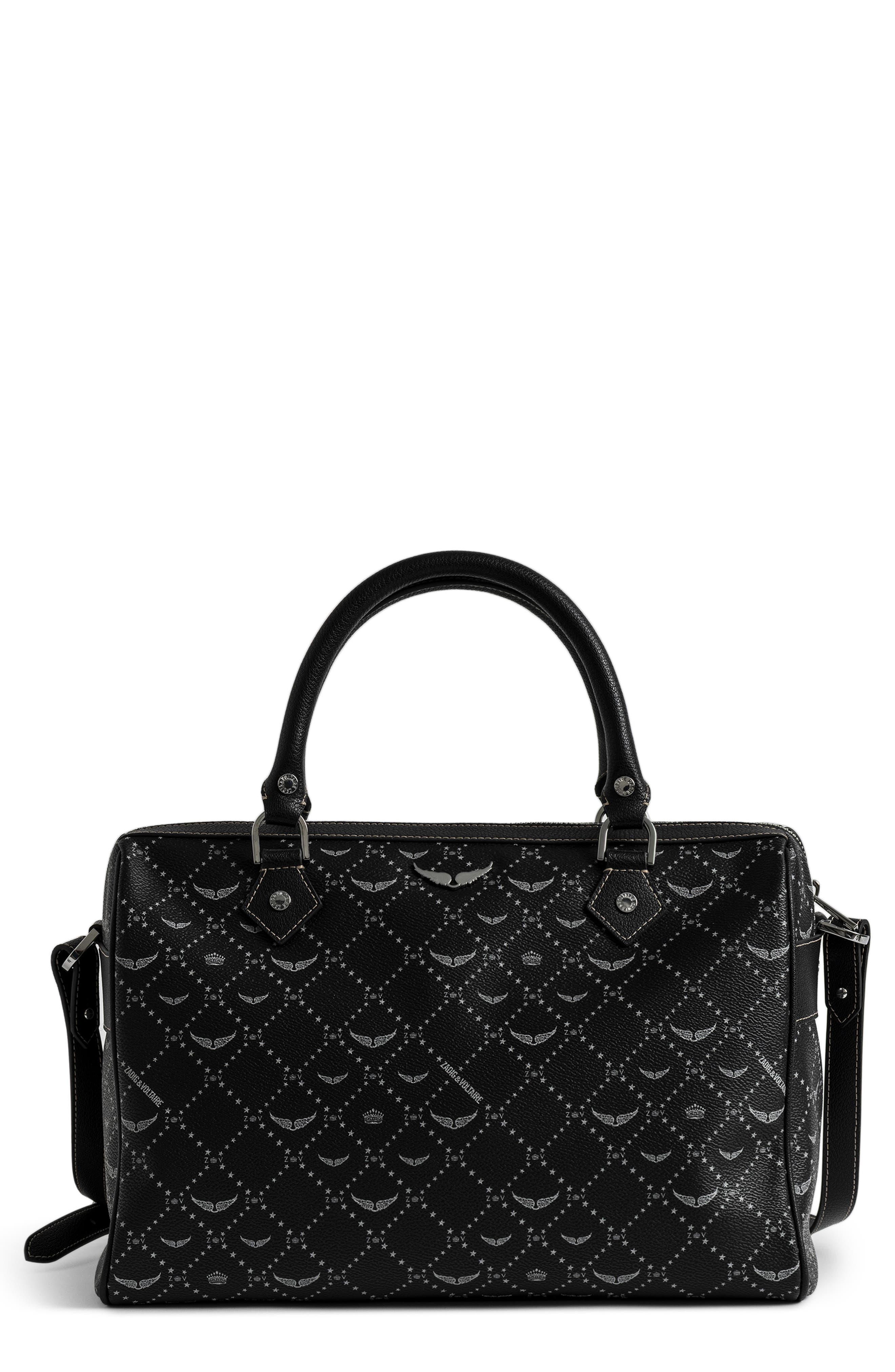 Zadig & Voltaire Medium Sunny Vibe Monogram Bag, Main, color, Black