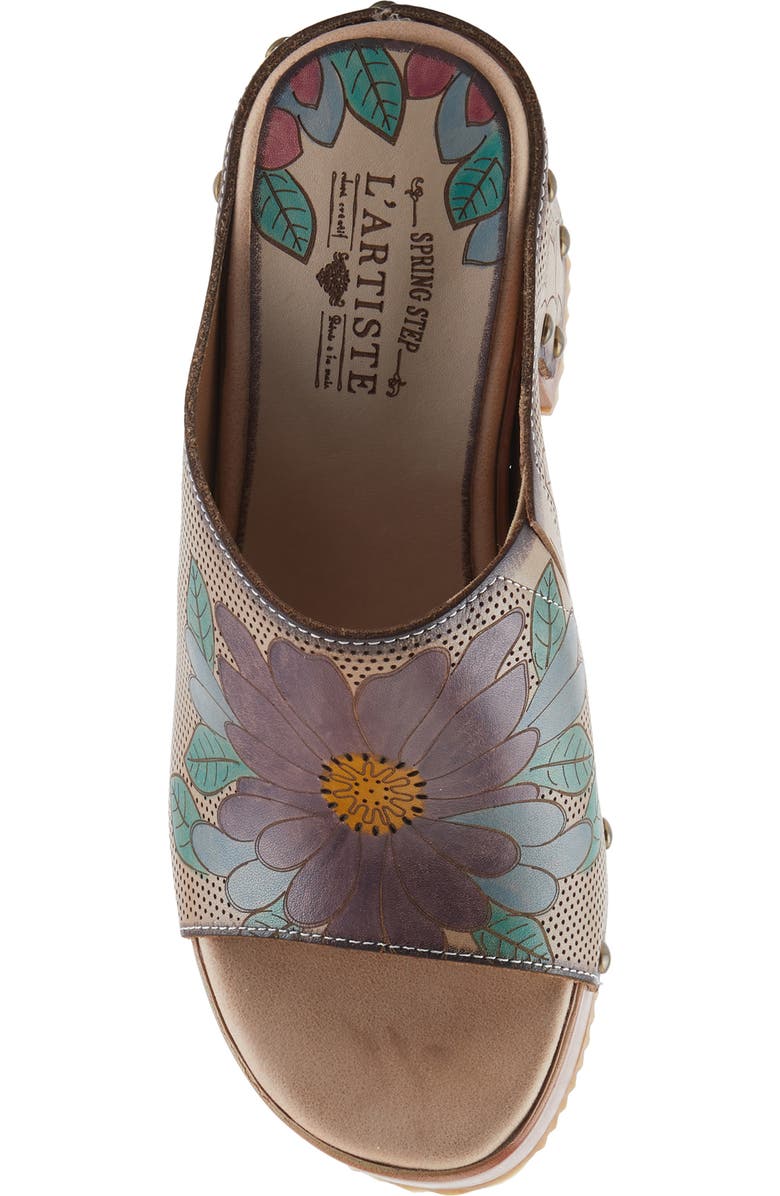 L'Artiste by Spring Step Teeshirt Platform Slide Sandal, Alternate, color, Beige Multi