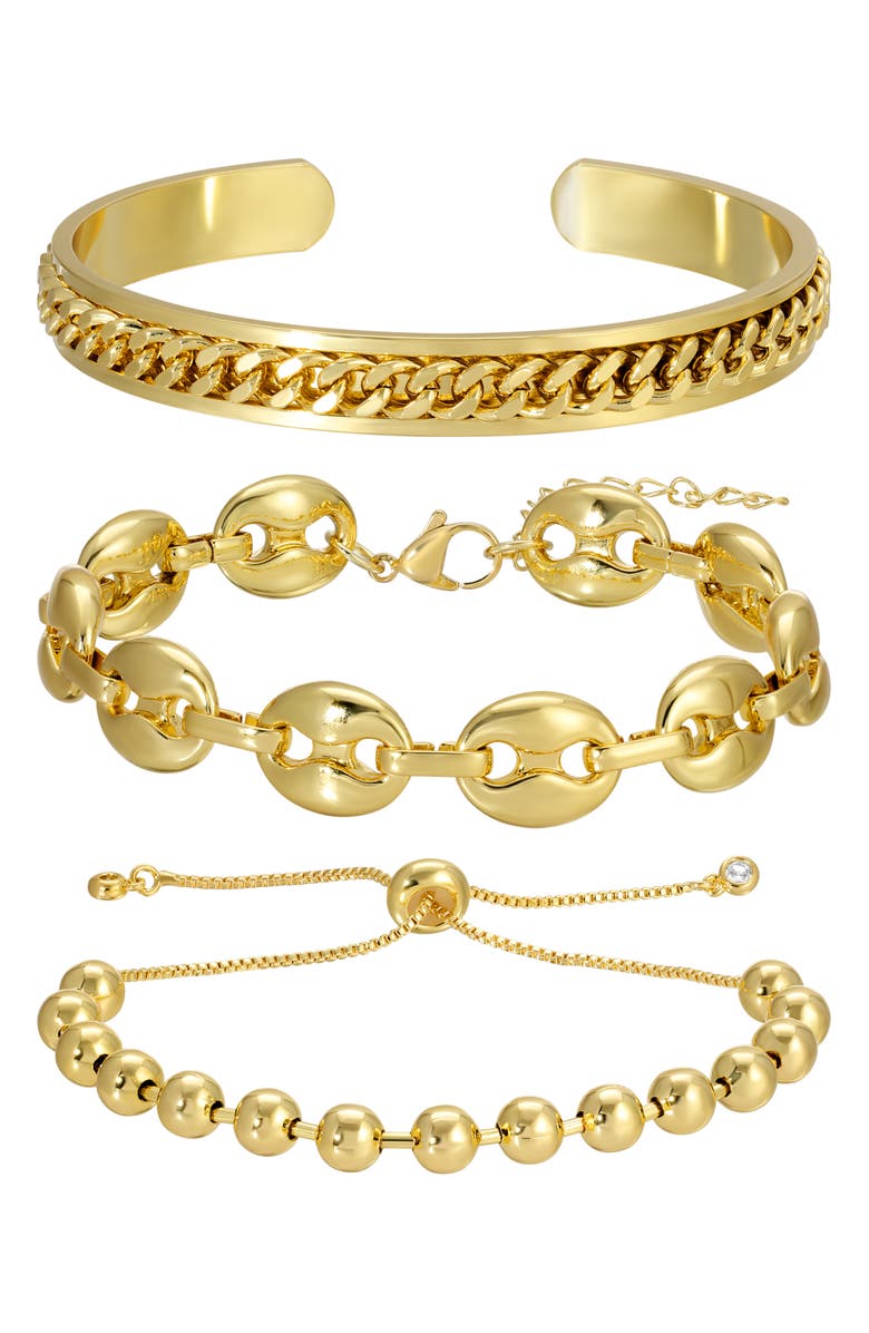 EYE CANDY LOS ANGELES Set of 3 Laurel Bracelets, Alternate, color, Gold
