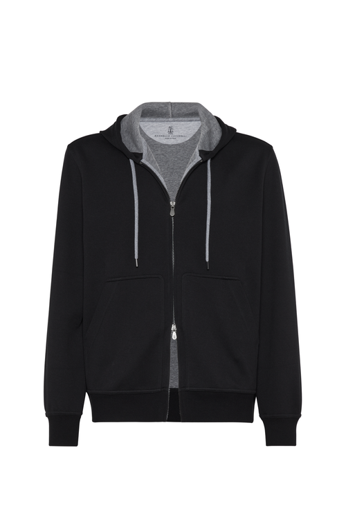 Brunello Cucinelli Cotton-blend Zip-up Hoodie In Black