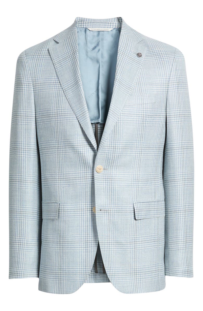Jack Victor Midland Contemporary Fit Light Blue Check Wool & Silk Blend Sport Coat, Main, color, Light Blue