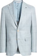 Jack Victor Midland Contemporary Fit Light Blue Check Wool & Silk Blend Sport Coat