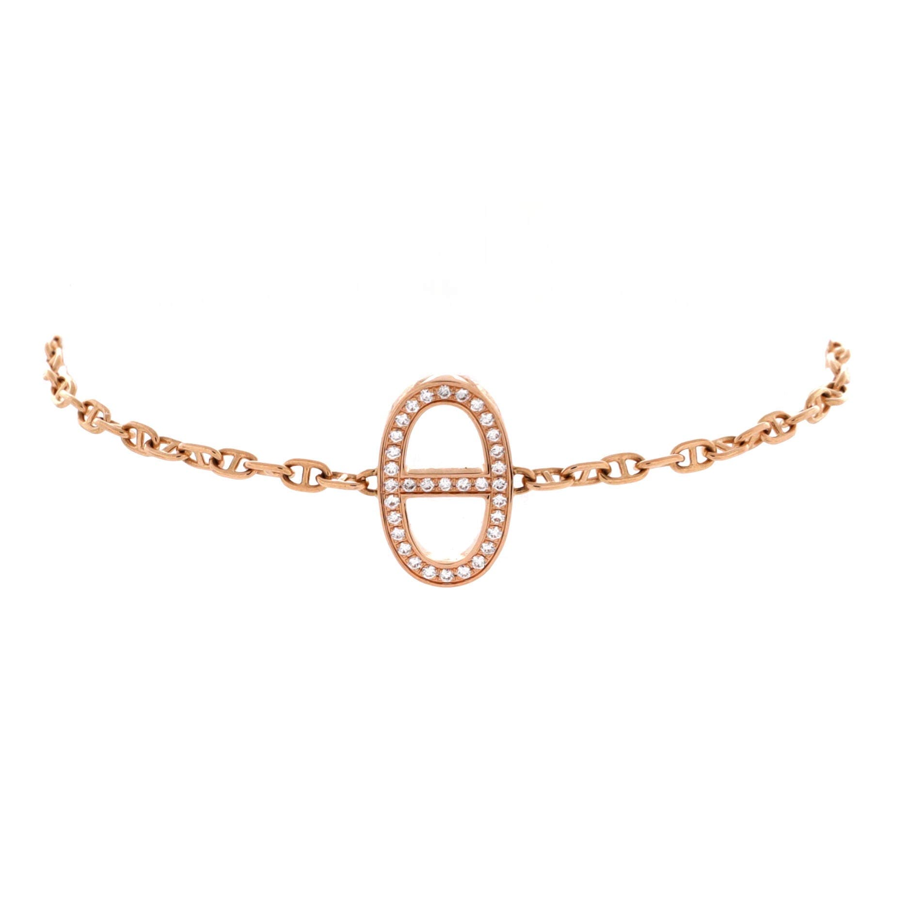 Chaine d'Ancre Contour Bracelet 18K Rose Gold with Diamonds, Main, color, Metallic Gold
