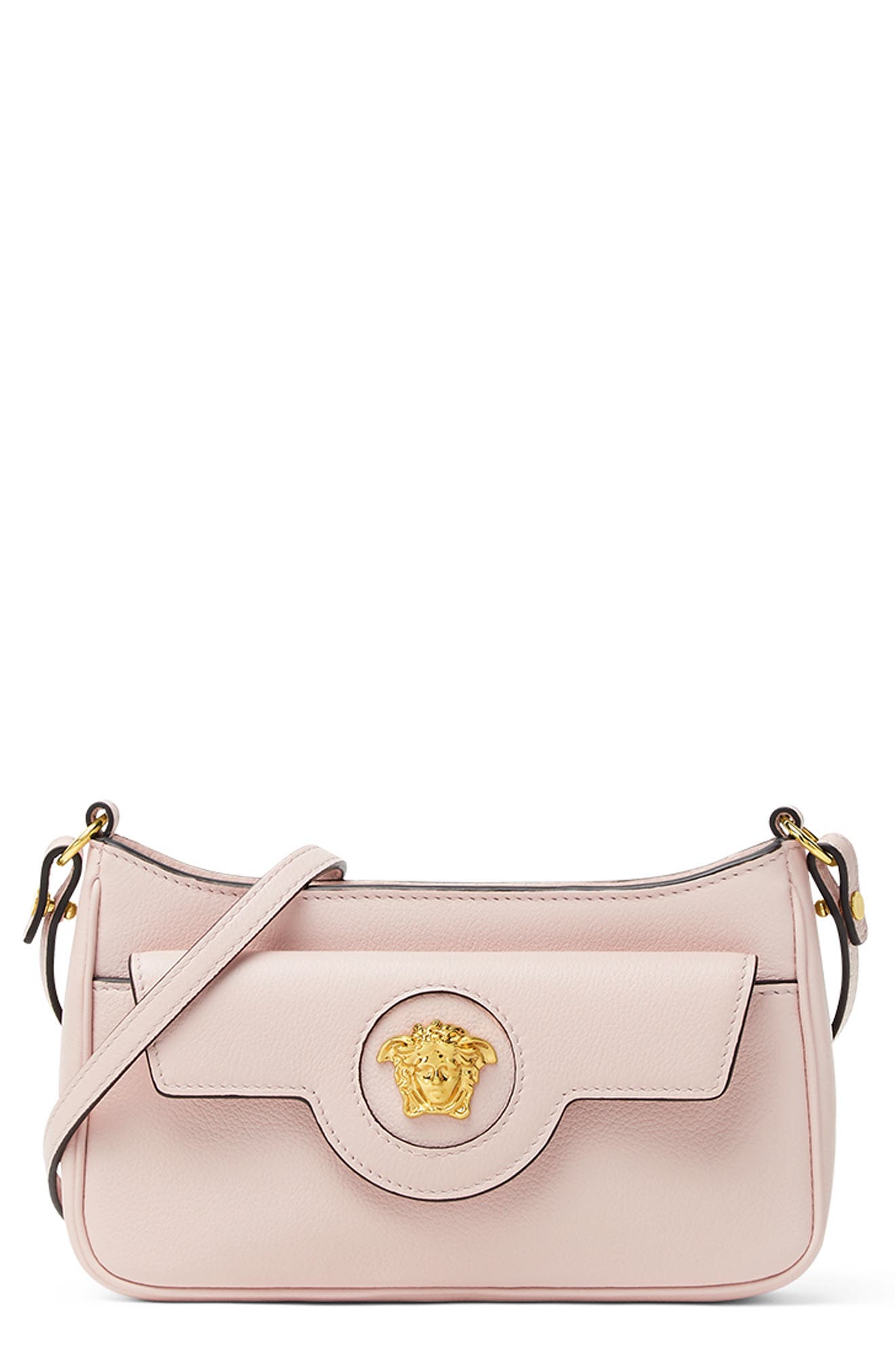 Mini Medusa Leather Shoulder Bag, Main, color, DUSTY ROSE ORO VERSACE