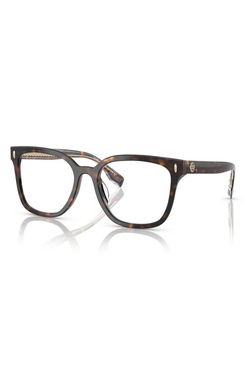 Tory Burch 53mm Square Optical Glasses In Dk Tort