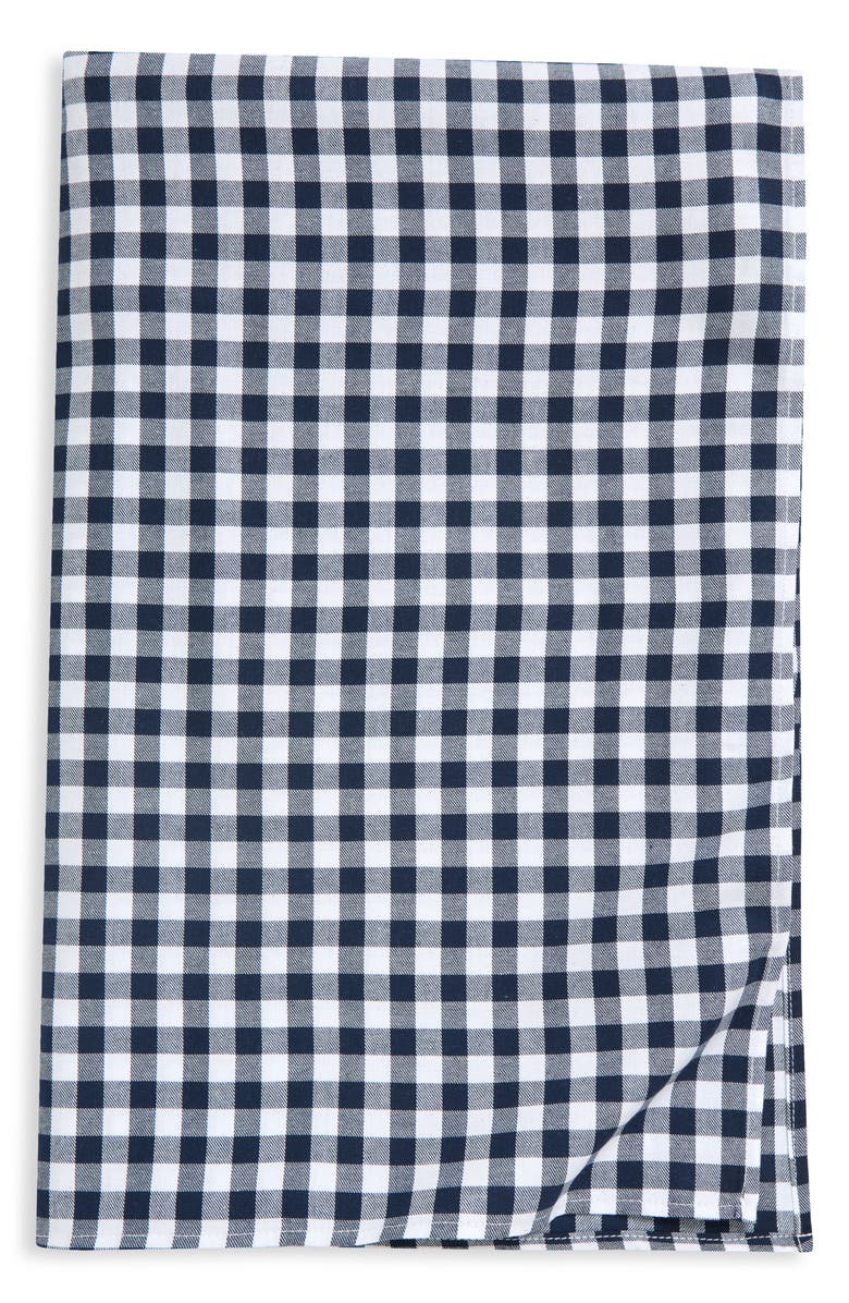 Petite Plume Gingham Tablecloth, Main, color, Navy