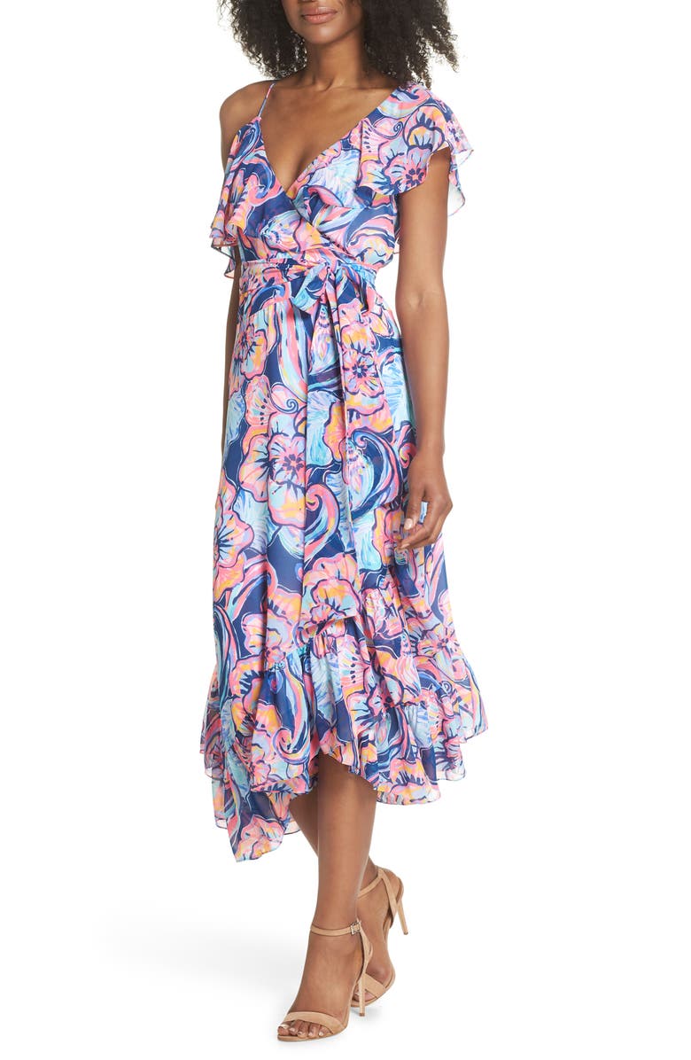 Lilly Pulitzer<sup>®</sup> Marianna Asymmetric Midi Wrap Dress, Alternate, color, 