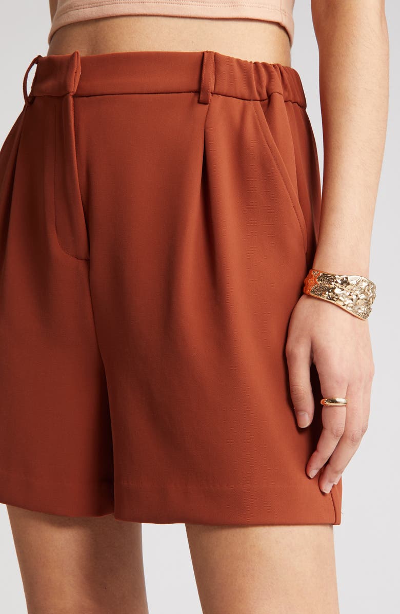 Open Edit High Waist Pleat Front Shorts, Alternate, color, 