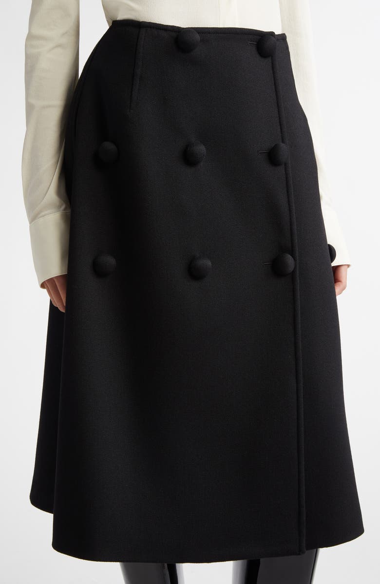 Jil Sander Button Detail Wool Blend Skirt, Alternate, color, Black