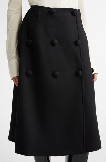 スカート Jil Sander Jil Sander Skirts Black (J03MA0129 JTN269001) Jil Sander Button Detail Wool Blend Skirt | Nordstrom