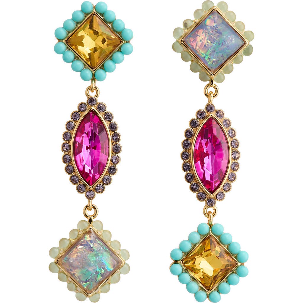Kurt Geiger London Mismatch Linear Drop Earrings In Multi