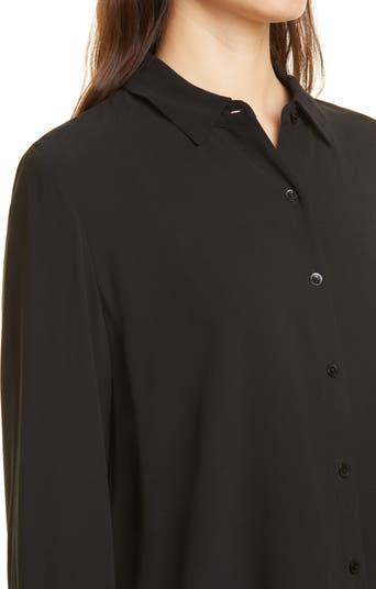 Eileen Fisher Classic Collar Easy Silk Button-Up Shirt
