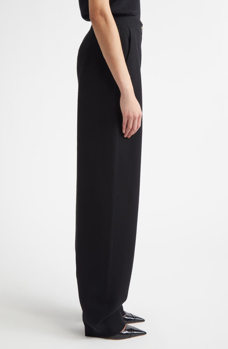ST. JOHN Signature Double Face High Waist Wool Blend Milano Stitch Pants, Alternate, color, Black