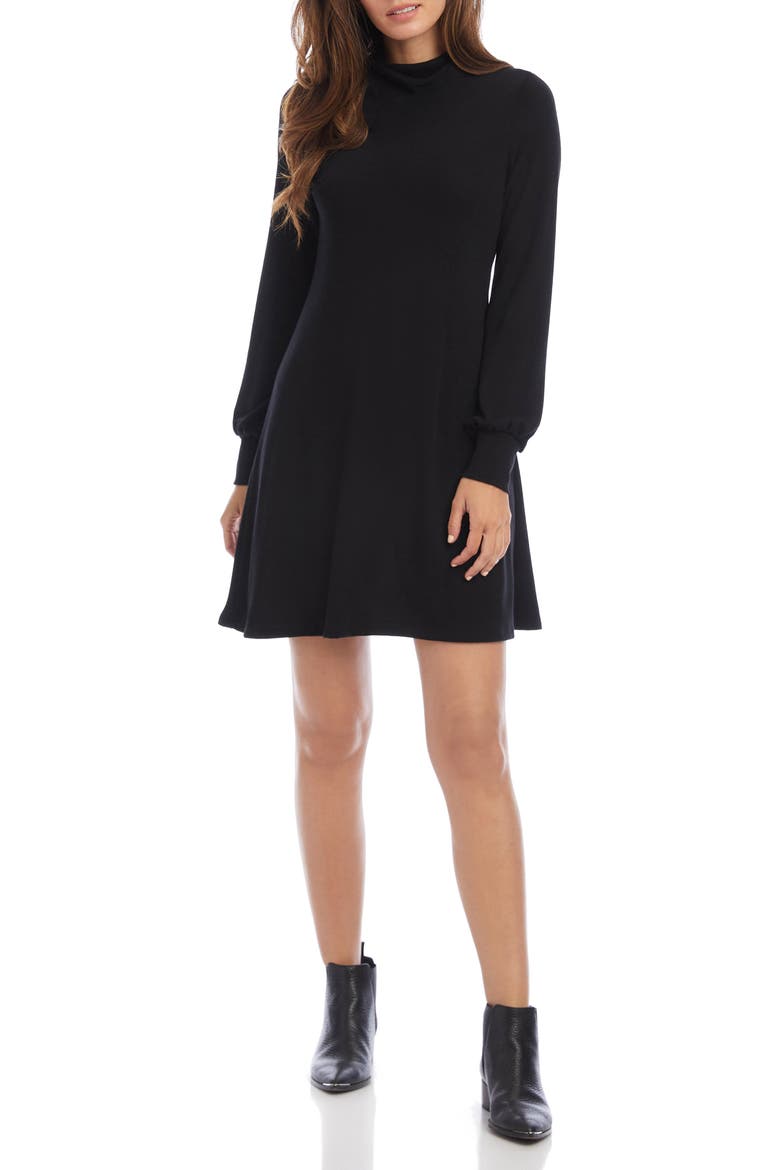 Drape Neck Sweater Dress, Alternate, color, BLACK