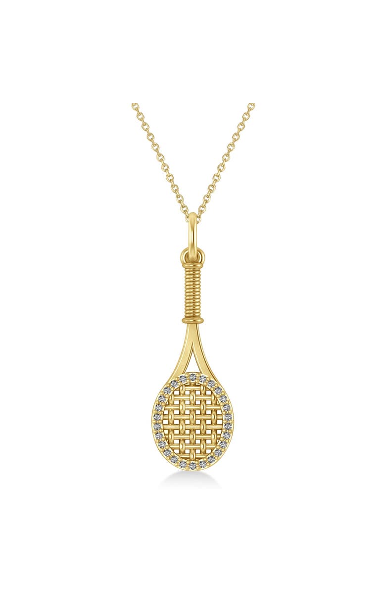 ALLUREZ Diamond Accented Tennis Racket Pendant Necklace 14K 0.48ct, Main, color, Yellow Gold