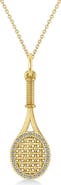 ALLUREZ Diamond Accented Tennis Racket Pendant Necklace 14K 0.48ct