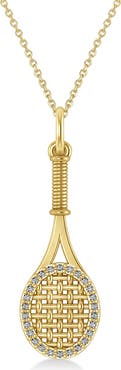 ALLUREZ Diamond Accented Tennis Racket Pendant Necklace 14K 0.48ct