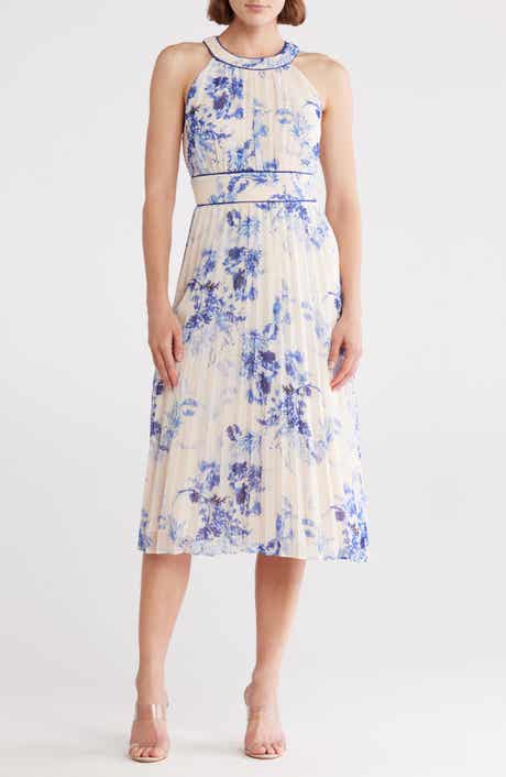 Calvin Klein Floral Halter Neck Chiffon Dress