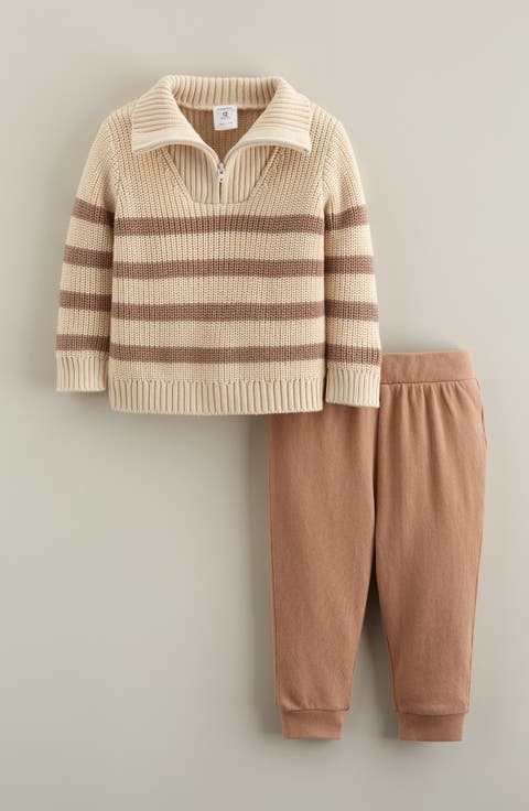 Stripe Quarter Zip Sweater & Joggers Set (Baby)