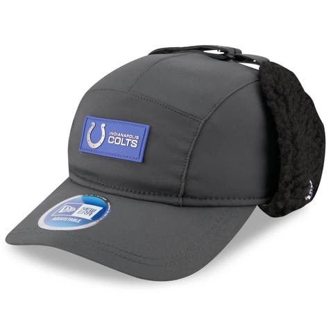 Men's New Era Charcoal Indianapolis Colts 2025 Sideline Cold Weather Runner Dog Ear Adjustable Hat