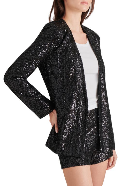 Steve Madden Payton Sequin Open Front Blazer In Black