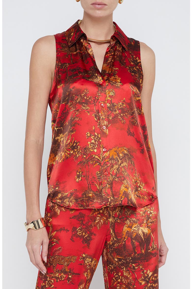 Emmy Sleeveless Silk Shirt, Main, color, HIGH RISK