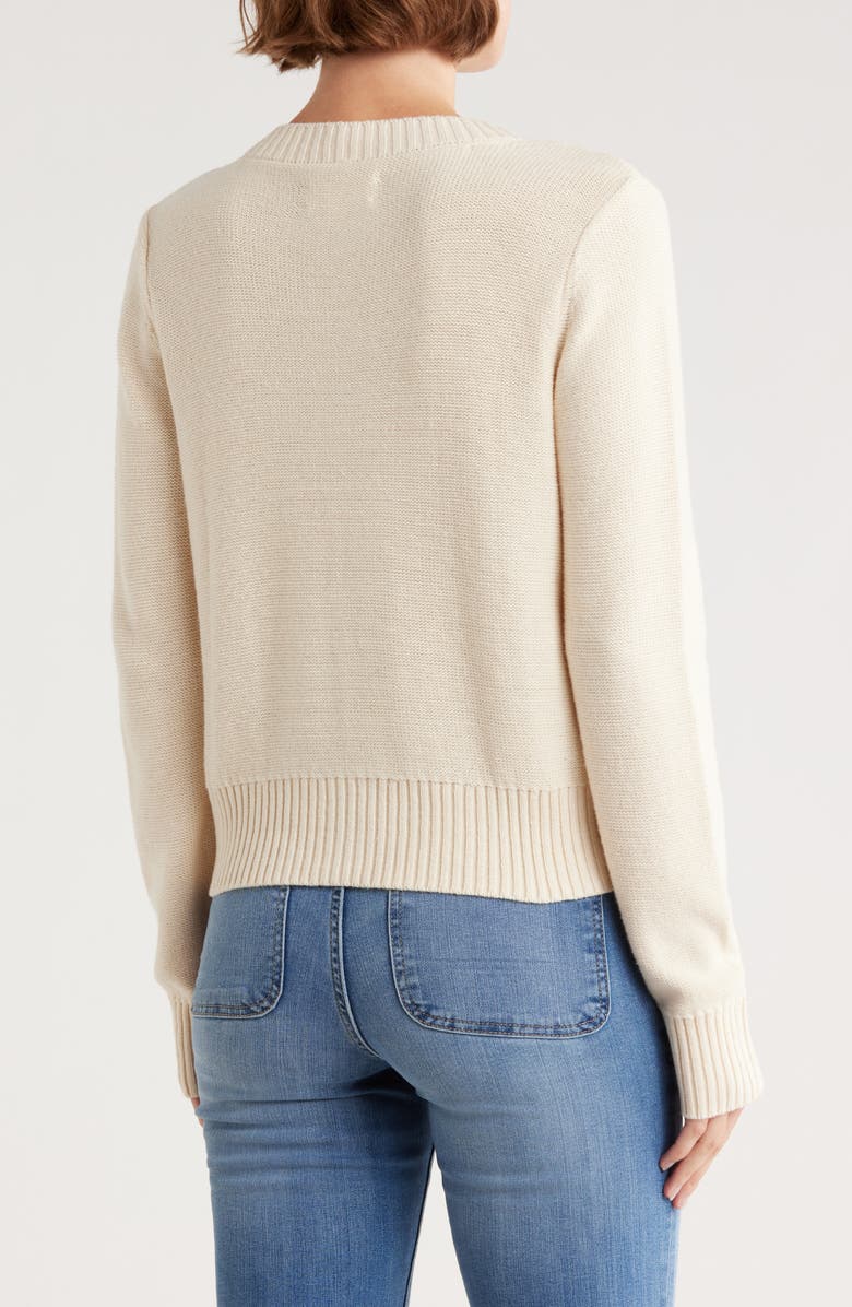 Lucky Brand Floral Embroidered Pointelle Cardigan, Alternate, color, Whitecap Gray