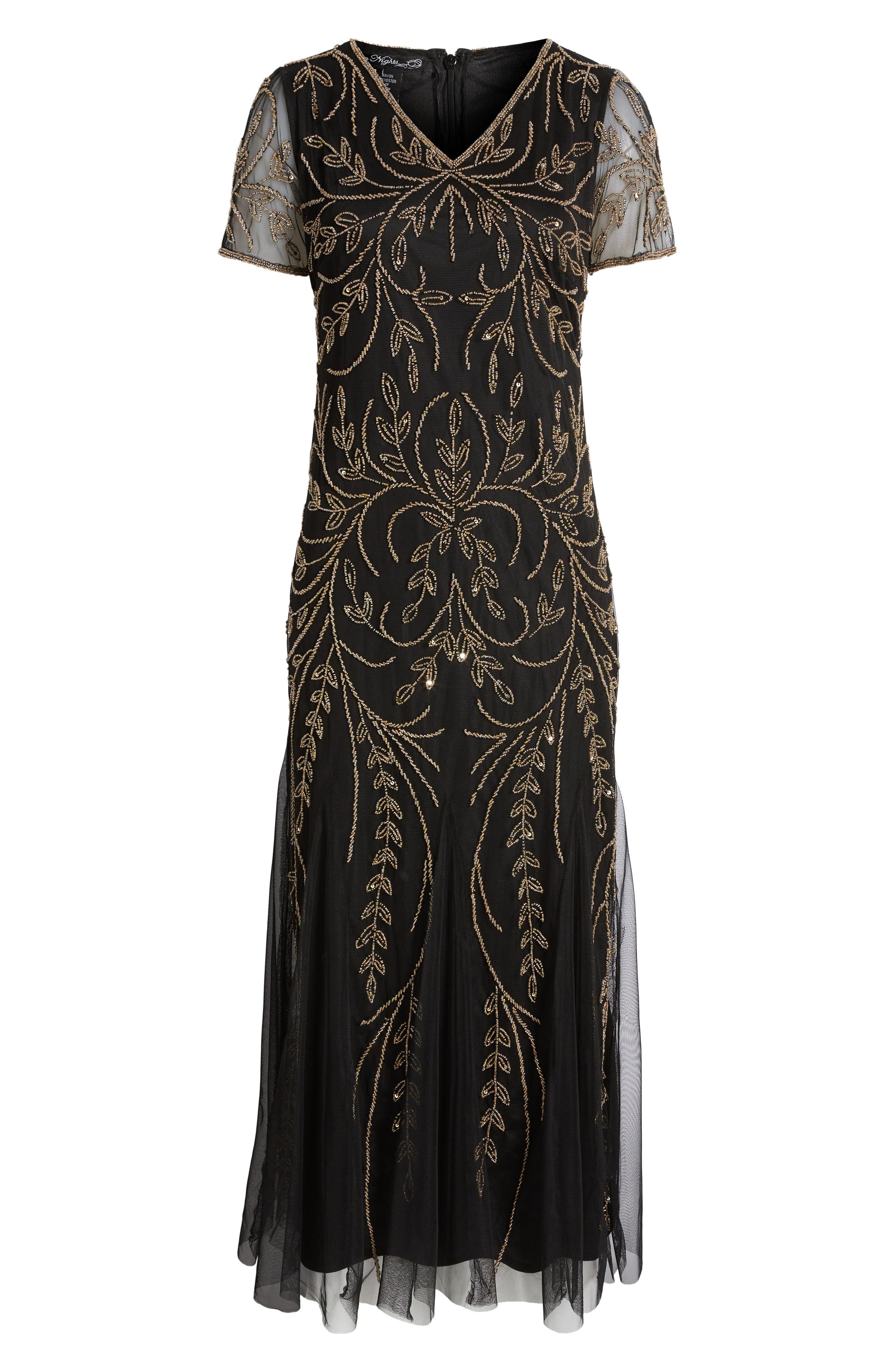 pisarro nights beaded dress petite Pisarro Nights Petite Size 3D Floral Beaded Crew Neck 34 Sleeve Taffeta Skirt with Tie Sash Mother of the Bride Dress , Womens, 8P, Black/White