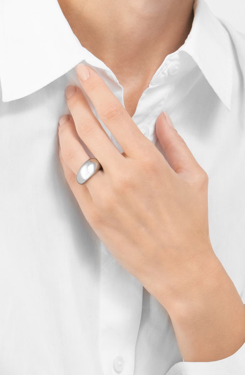 Adornia Water Resistant 14K Gold Plated Dome Ring, Alternate, color, Silver