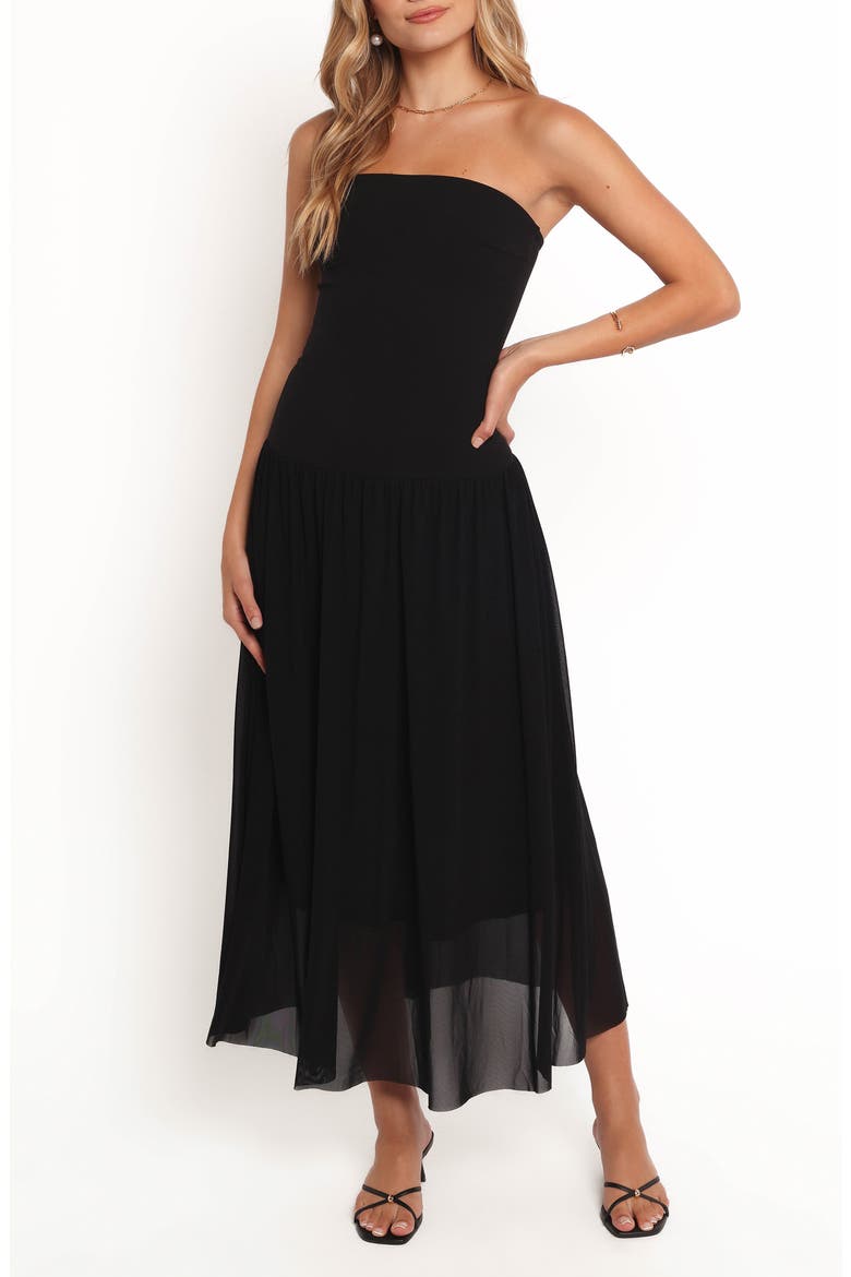 Caitie Strapless Sundress, Main, color, BLACK