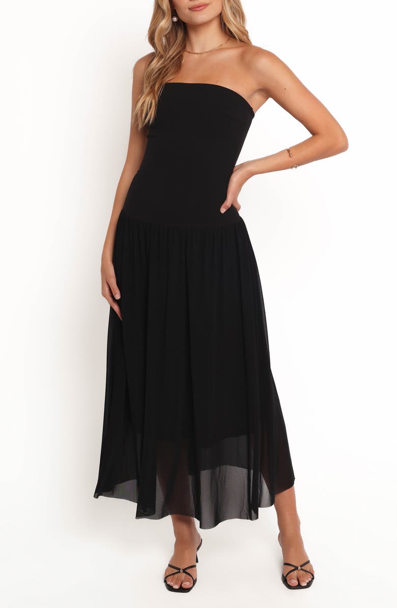 Petal & Pup Caitie Strapless Sundress, Main, color, Black