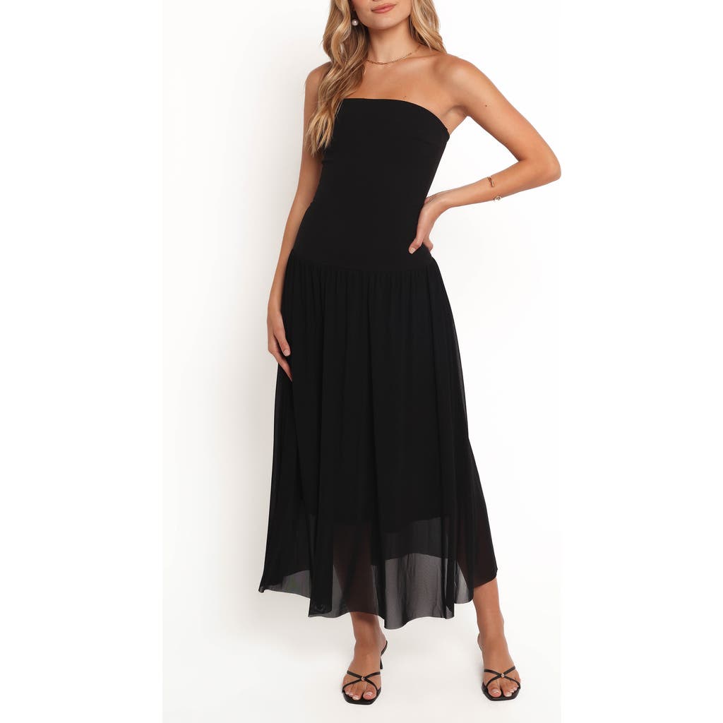 Petal & Pup Caitie Strapless Sundress in Black at Nordstrom, Size Large