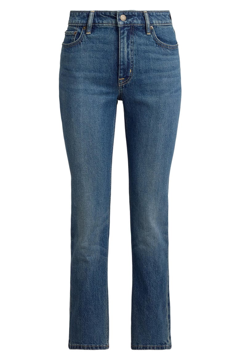 High Waist Ankle Straight Leg Jeans, Alternate, color, HAZE WASH BLUE