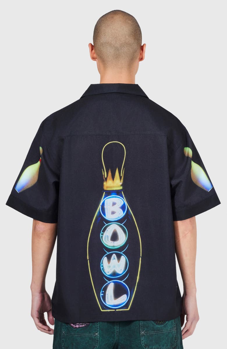 PLEASURES Time Bowling Camp Shirt, Alternate, color, Black