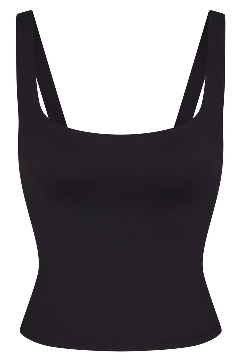 Matte Square Neck Tank, Alternate, color, OBSIDIAN