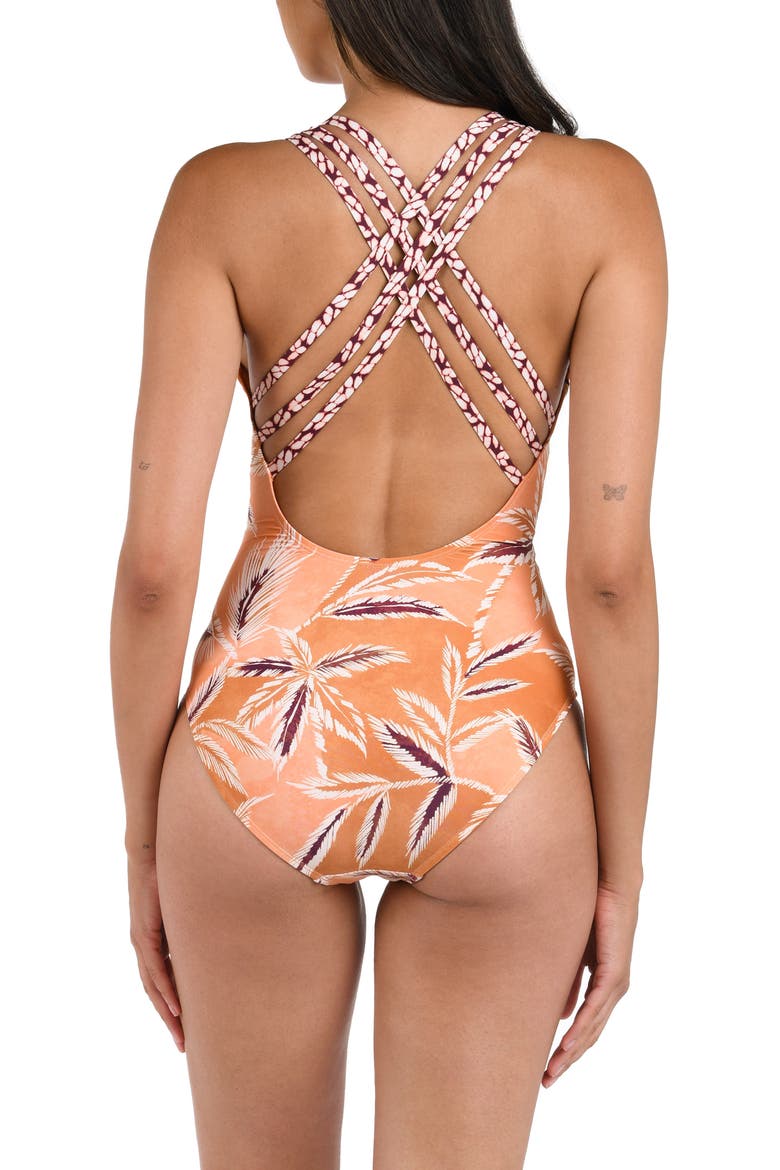 Sandy Cove Cross Back One-Piece Swimsuit, Alternate, color, SIENNA