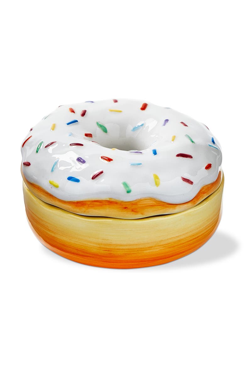 Sprinkle Donut Trinket Dish White Decorative Tray for Everyday, Main, color, White