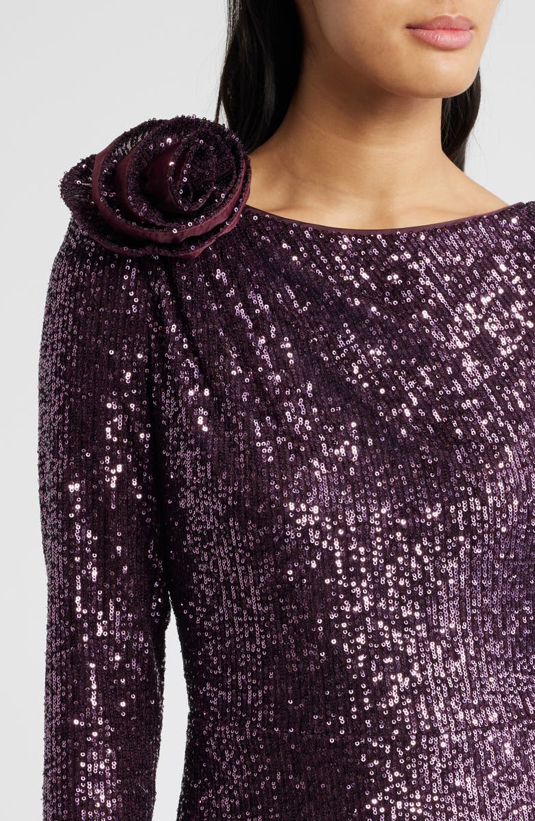 Bateau Neck Long Sleeve Sequin Mermaid Gown