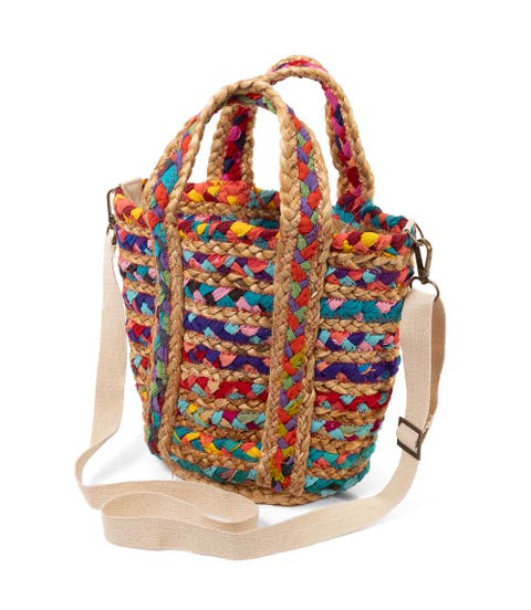 Mini Chindi Tote With Adjustable Strap Upcycled Fabric
