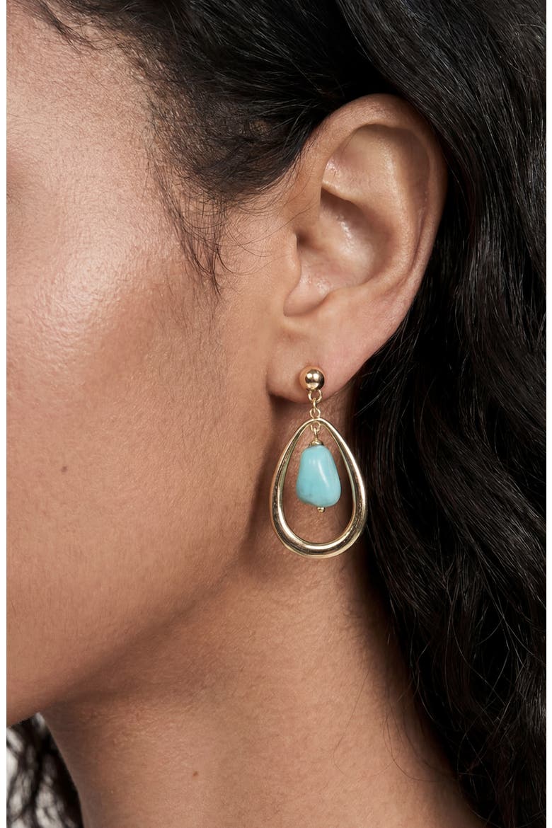 Stone Teardrop Earrings, Alternate, color, TURQUOISE