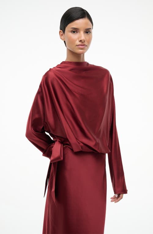 Staud Phoebe Long Sleeve Stretch Silk Dress In Red
