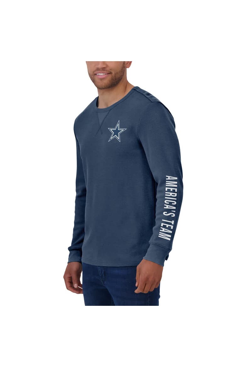 Men's Darius Rucker Collection by Fanatics Navy Dallas Cowboys Washed Waffle-Knit Long Sleeve T-Shirt, Alternate, color, Navy