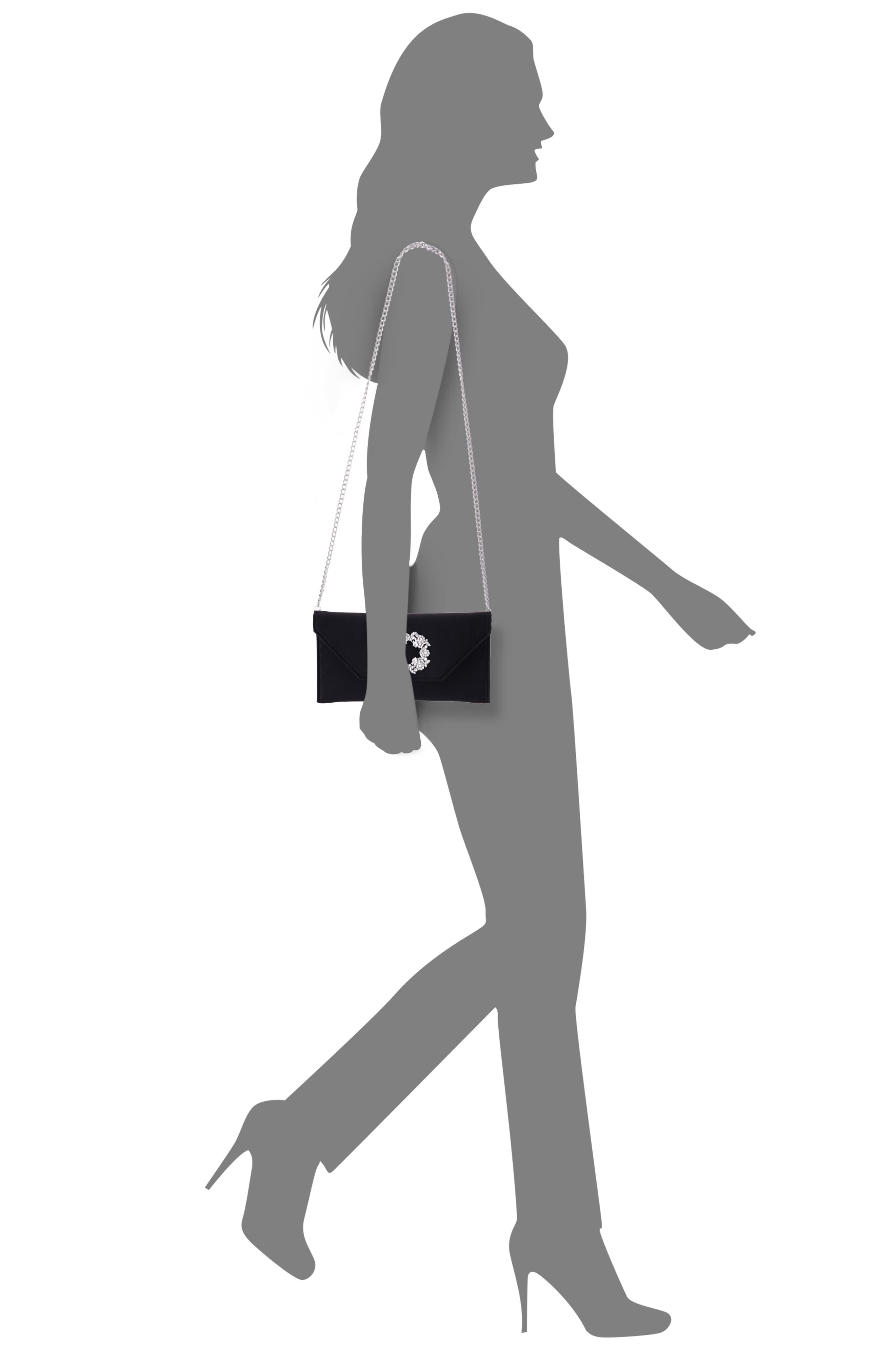 Nina Hepburn Crystal Buckle Clutch, Alternate, color, 