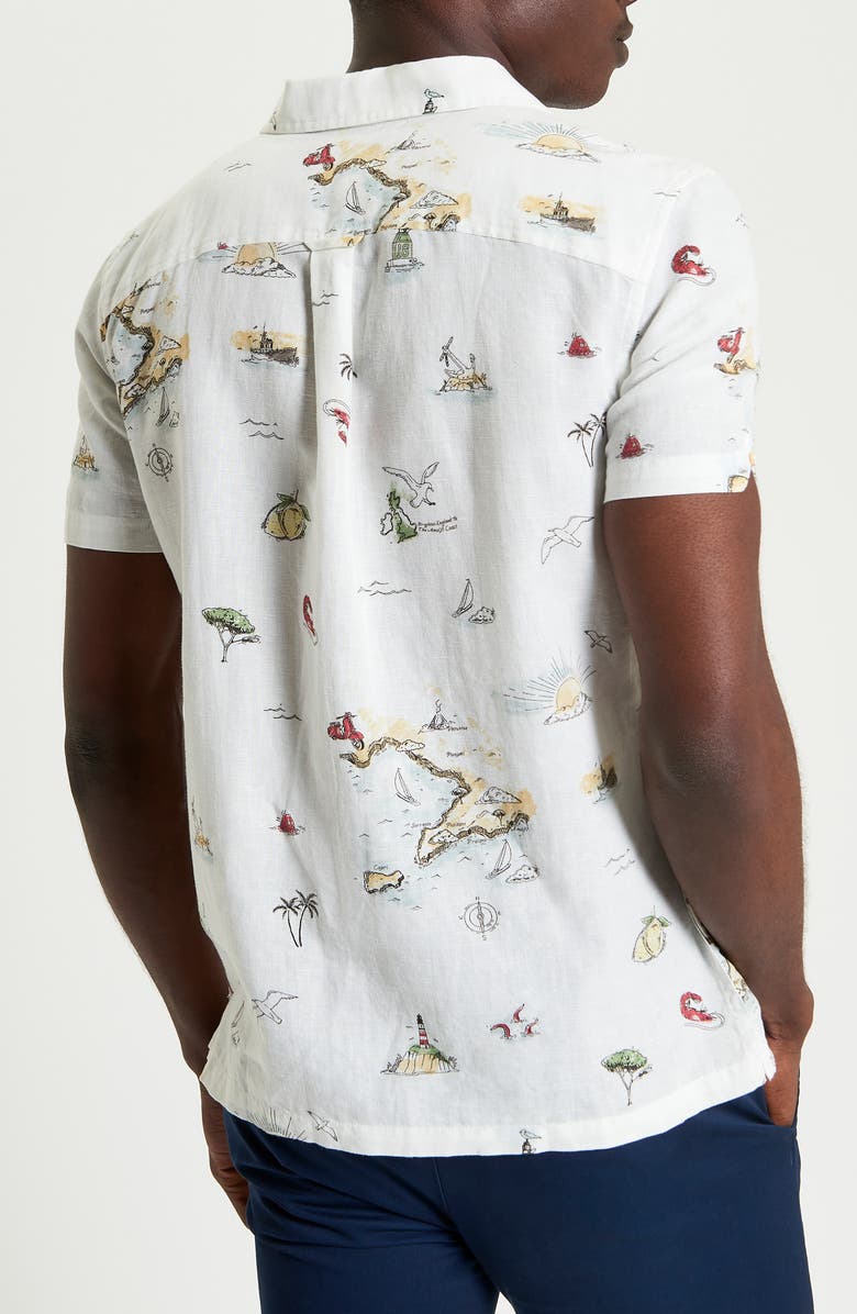 Ben Sherman Brighton to Amalfi Cotton & Linen Camp Shirt, Alternate, color, Snow White