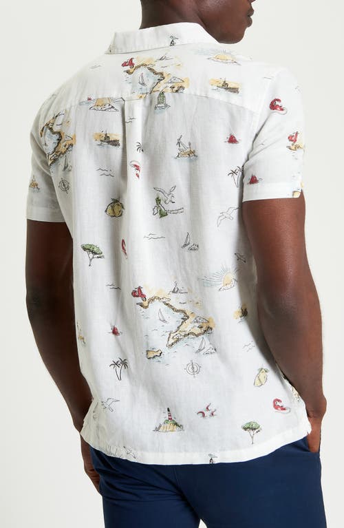 Ben Sherman Brighton To Amalfi Cotton & Linen Camp Shirt In Snow White