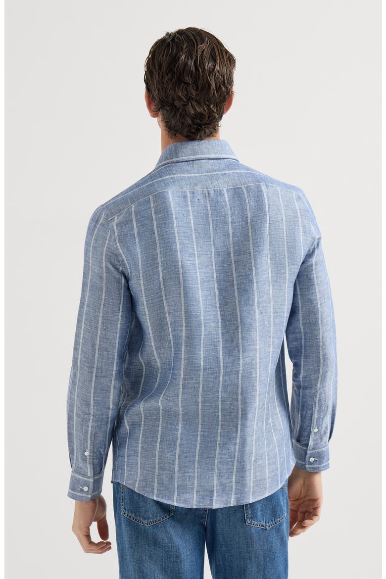 Striped twill shirt, Alternate, color, Denim