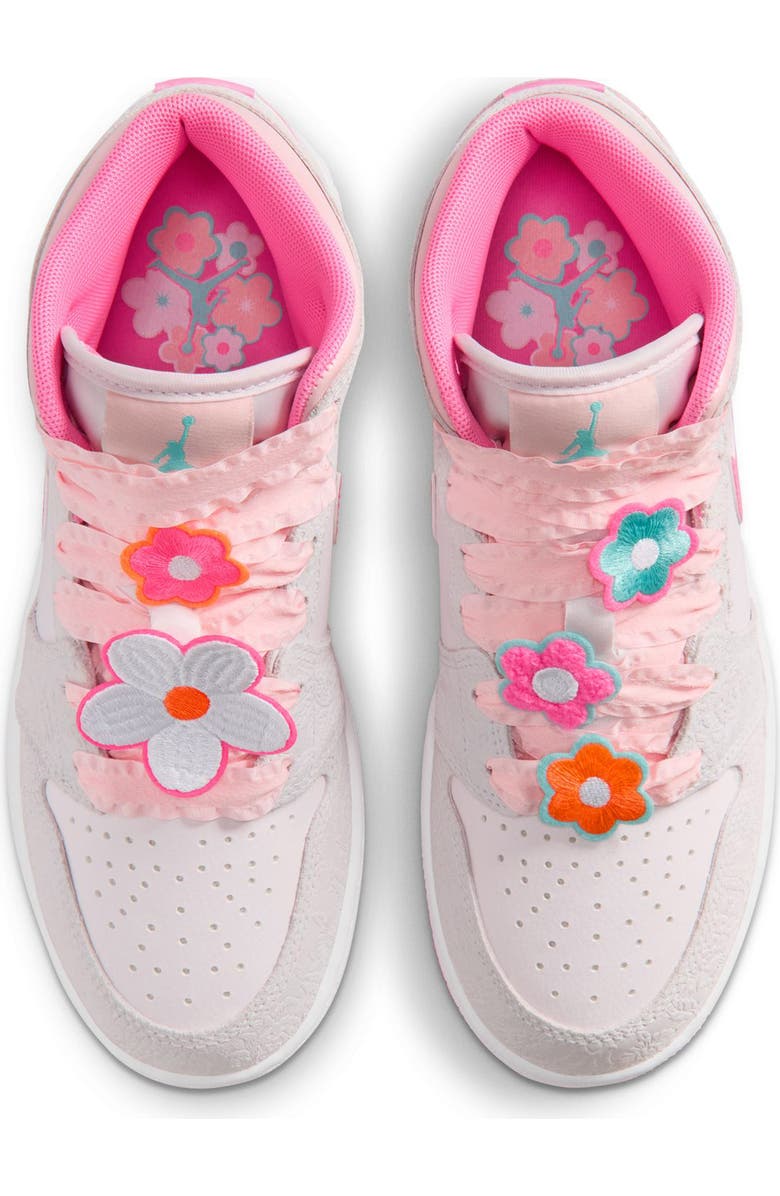 Jordan Kids' Air Jordan 1 Mid Sneaker, Alternate, color, Vast Grey/ Pink Glow