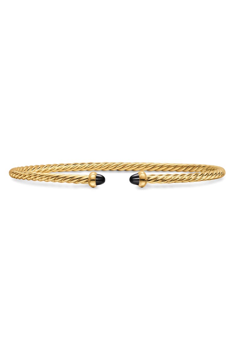 Micro Cablespira Flex Bracelet in 18K Yellow Gold with Black Onyx, 2.6mm, Main, color, GOLD