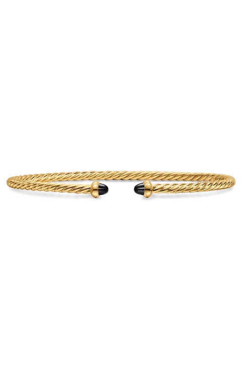 Micro Cablespira Flex Bracelet in 18K Yellow Gold with Black Onyx, 2.6mm