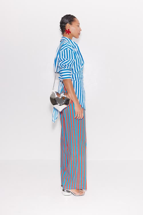 Simonmiller Pia Poplin Pant In Blue/paprika Stripe